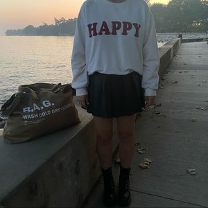 Adorable happy crew neck oversized sweater